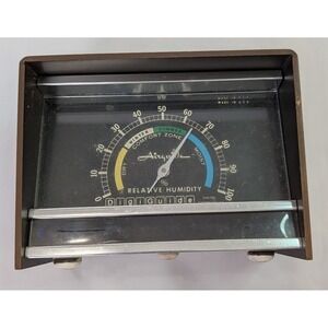 Airguide Digiguide Hygrometer Thermometer Vintage Brown Silver MCM Weather